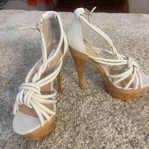 H by Halston White Leather Platform Heels NEW 8.5